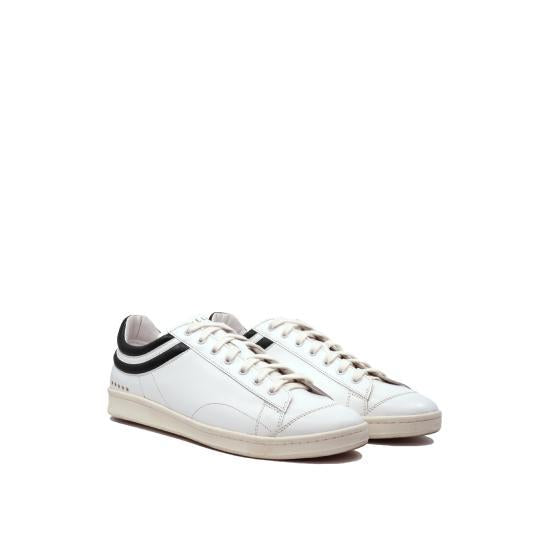 BALENCIAGA White Black Leather Low-Top Sneakers HELU3 FSSN002 BK