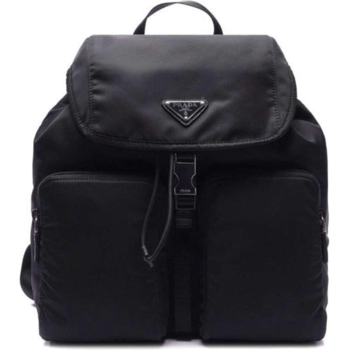 PRADA Black Nylon Pouch Drawstring Backpack