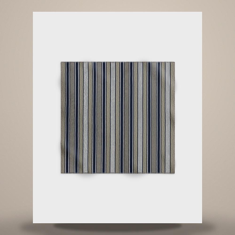 DIOR Grey Blue Cotton Silk Dior Oblique Sun Stripe Scarf 69E0003A3170C588