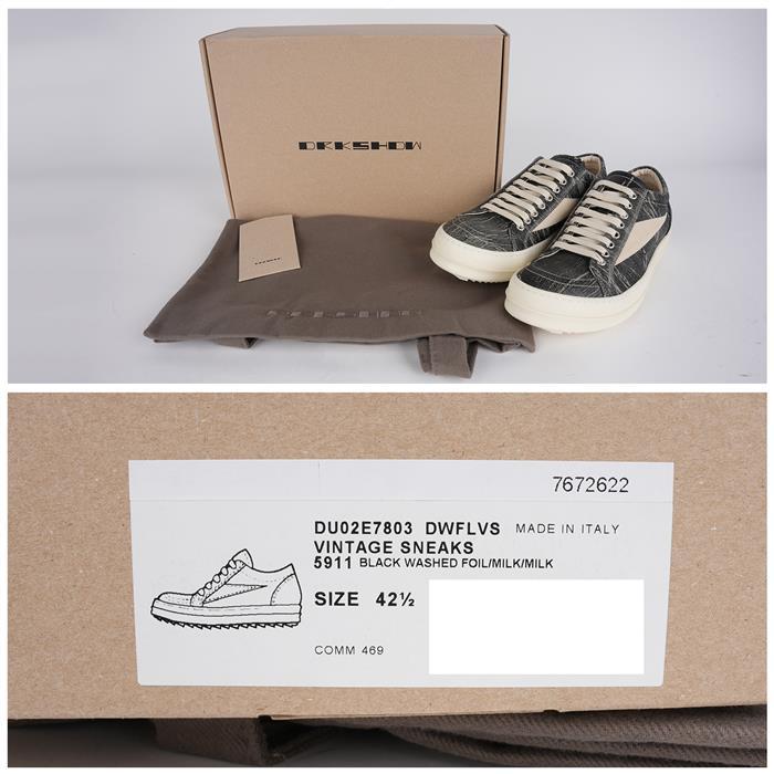 Rick Owens Darkshadow Vintage Denim Low-Top Sneakers