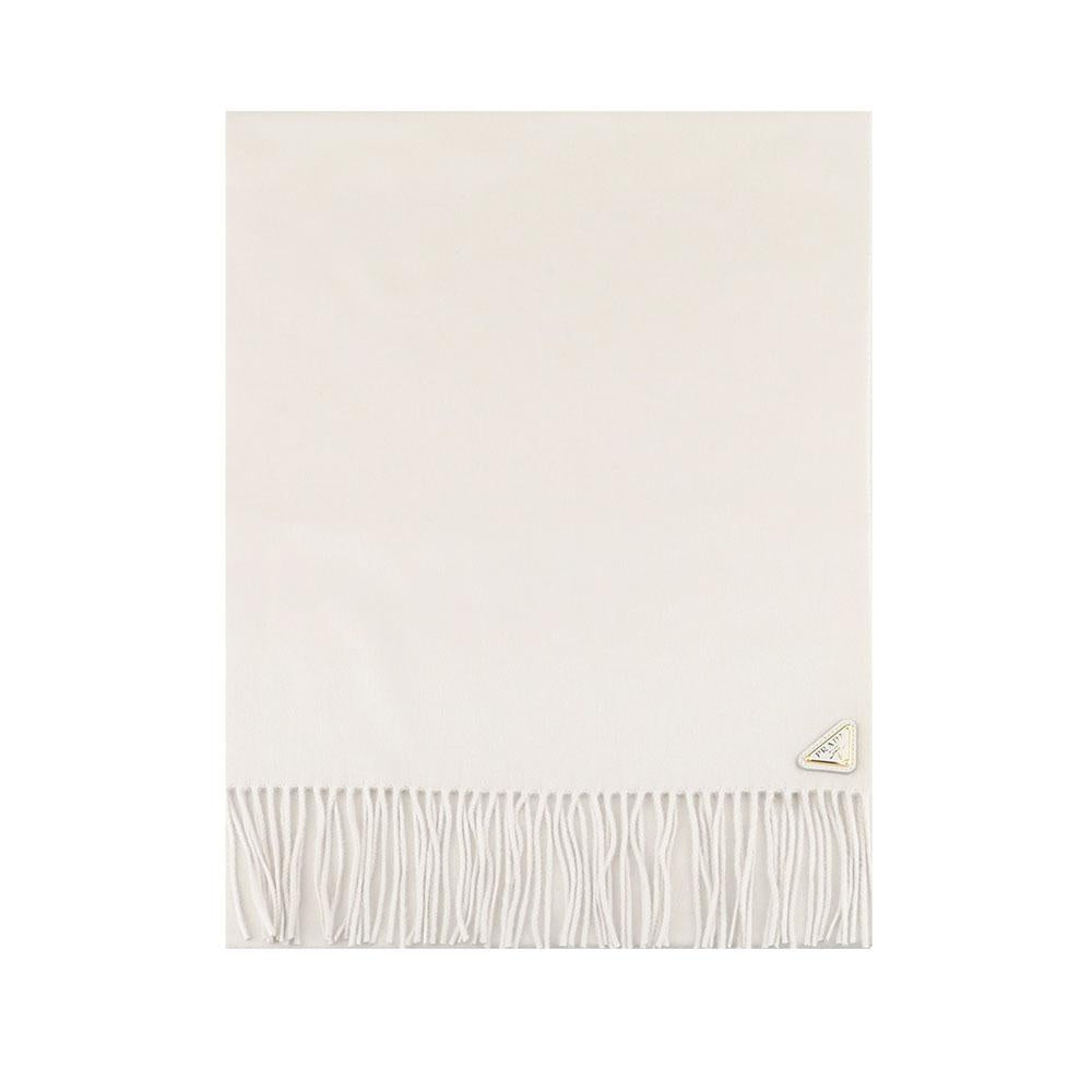PRADA White Logo Silk Cashmere Scarf 1FS065 2COP F0CHZ