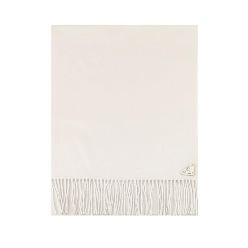 PRADA White Logo Silk Cashmere Scarf 1FS065 2COP F0CHZ
