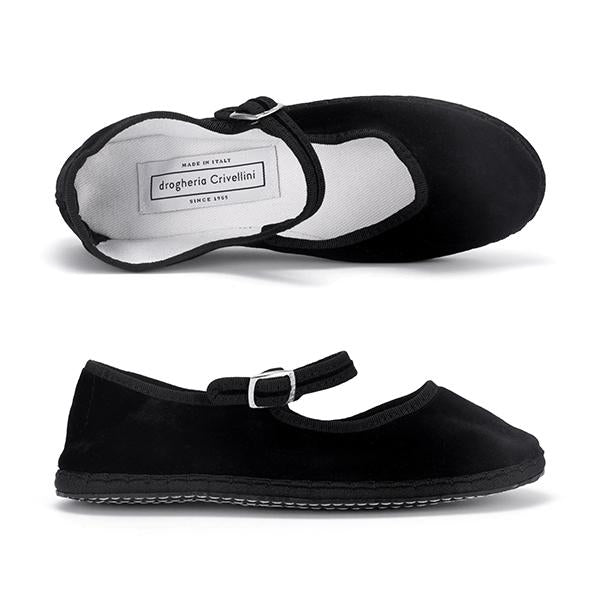 drogheria Crivellini Black Leather Ballet Flats for Women
