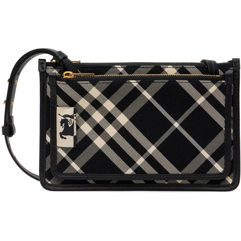 BURBERRY Black Check Jacquard Sling Crossbody Bag 8098198
