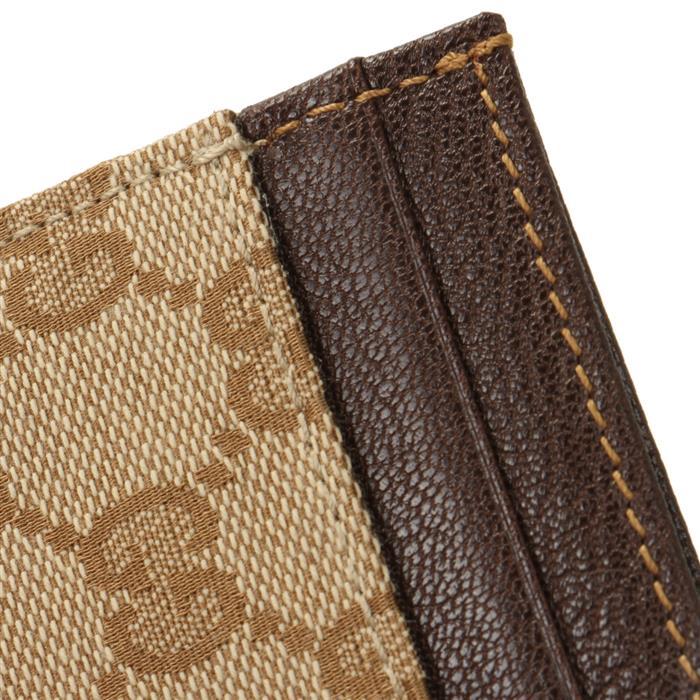 GUCCI Horsebit Leather Card Case Wallet Beige Brown
