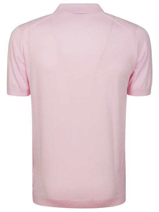 JOHN SMEDLEY Mallow Pink Merino Wool Polo Shirt for Men