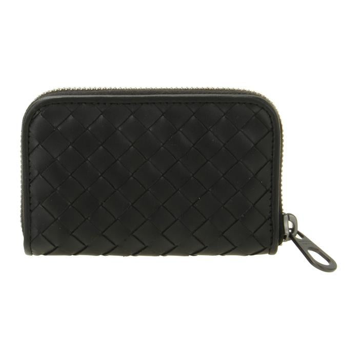 Bottega Veneta Intrecciato Zip Card Holder Gray Leather
