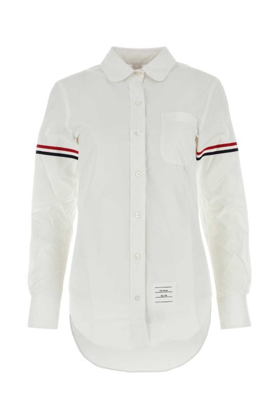 THOM BROWNE Classic Stripe Oxford Armband Round Collar Shirt FLL019E 03113