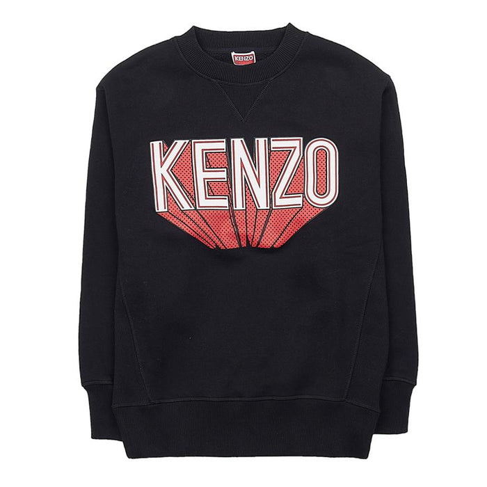 KENZO Logo Print Cotton Sweatshirt for Women Black