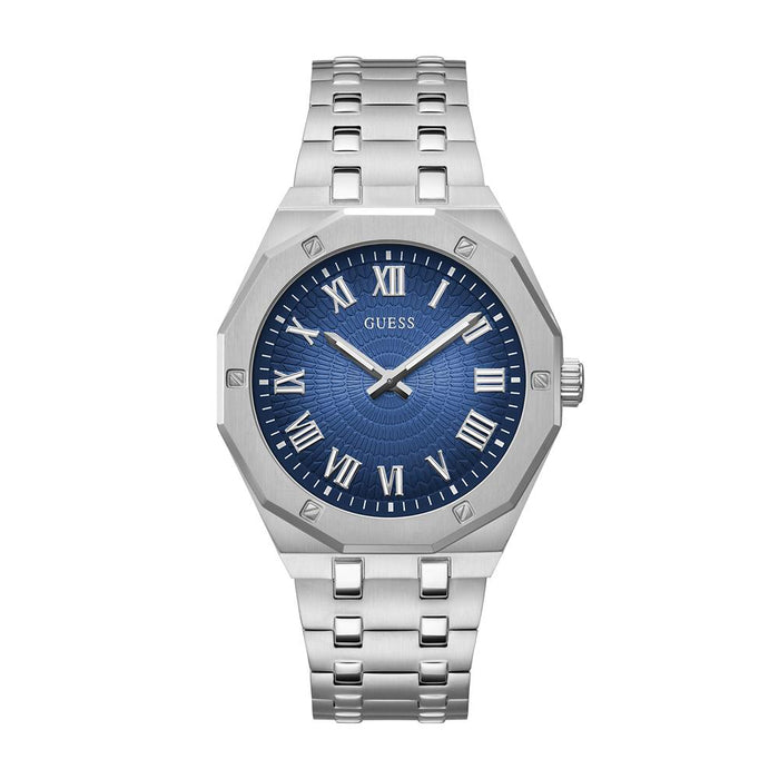 Guess Silver Blue Metal Watch for Men GW0575G4