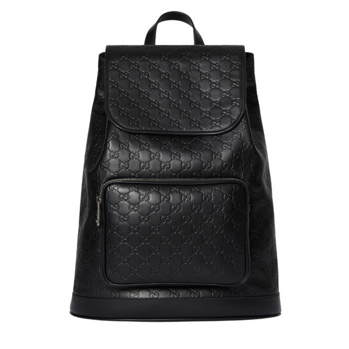 GUCCI GG Emblem Medium Backpack Black Leather
