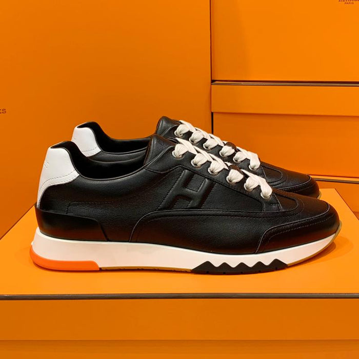HERMES Men’s Calfskin Trail Sneakers All Black Low-Top