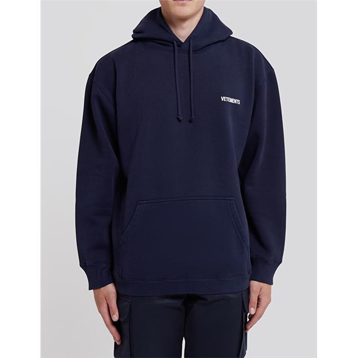 Vetements Unisex Small Logo Hoodie Black Cotton Pullover