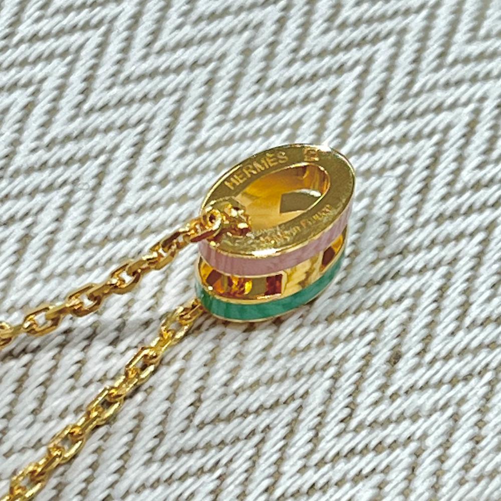 HERMES Mini Pop H Necklace Pink Mint Two-Tone