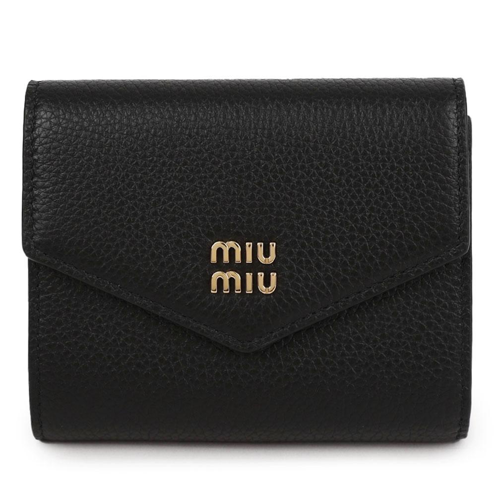 Miu Miu Black Leather Compact Bifold Wallet for Women