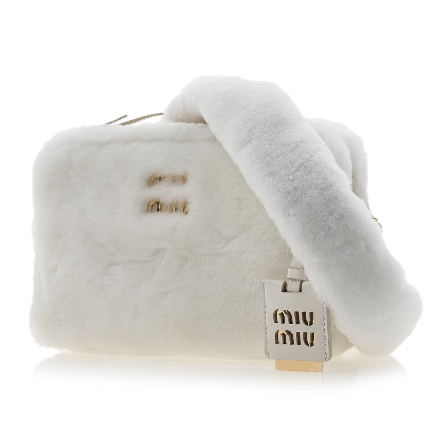 Miu Miu Logo Fluffy Shoulder Bag Black Women’s