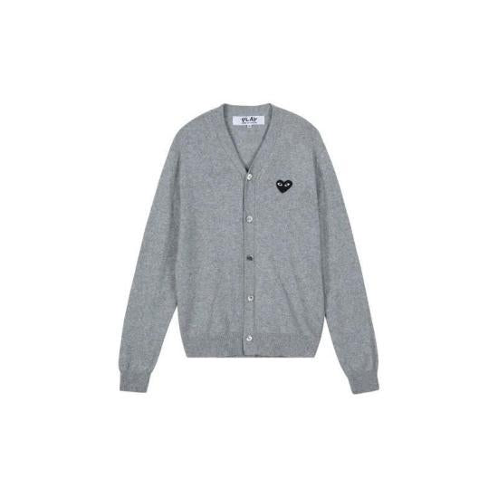 Comme des Garcons Play Black Heart Logo Knit Cardigan Light Gray