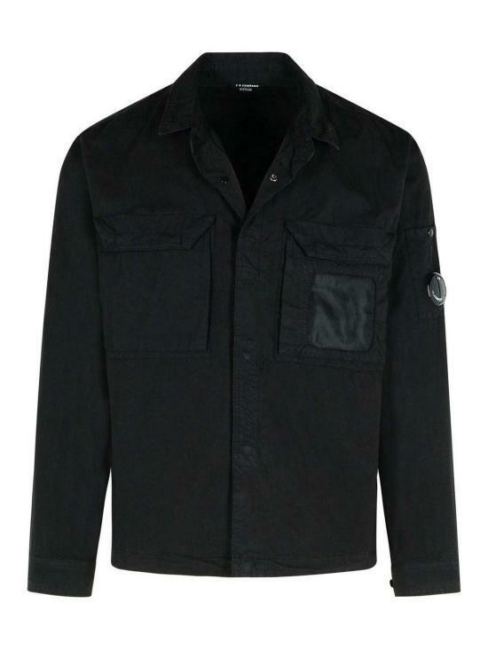 CP Company Garment-Dyed Gabardine Lens Overshirt Black Men’s Jacket