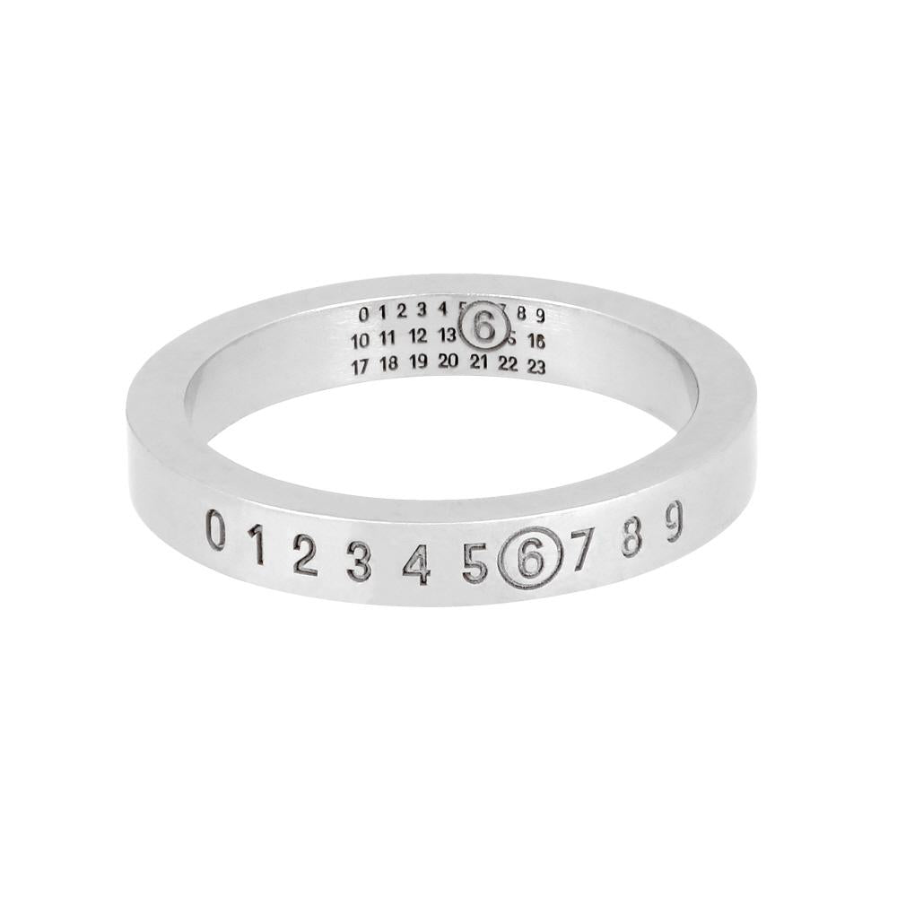 Maison Margiela Engraved Number Logo 3mm Silver Ring SM6UQ0059 P6469 968 MM6