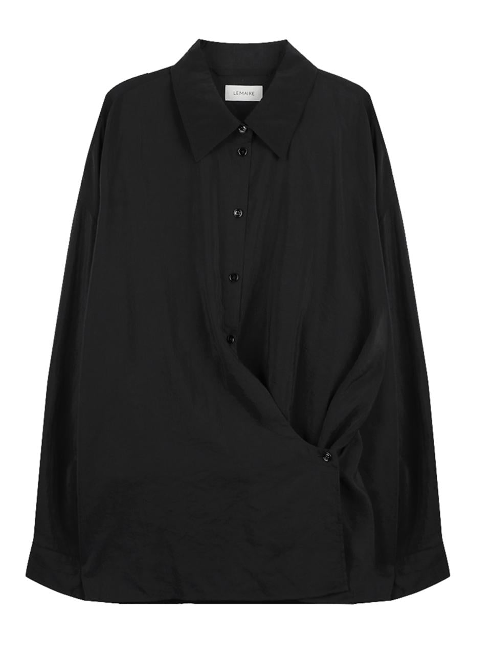 Lemaire Straight Collar Twisted Shirt Black Cotton