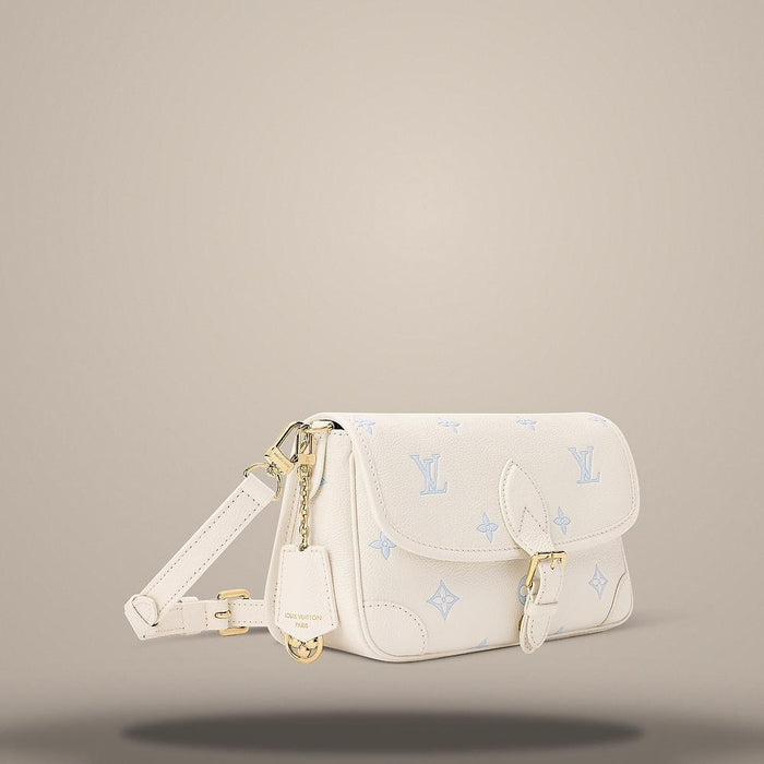 Louis Vuitton Diane Shoulder Bag Milky White Blue Leather