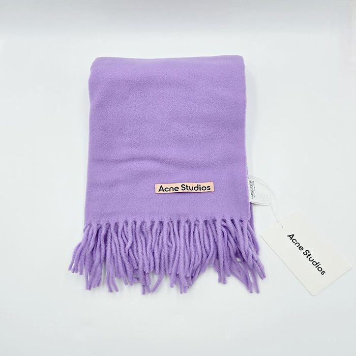 Acne Studios Canada Narrow Fringe Wool Scarf Bright Purple
