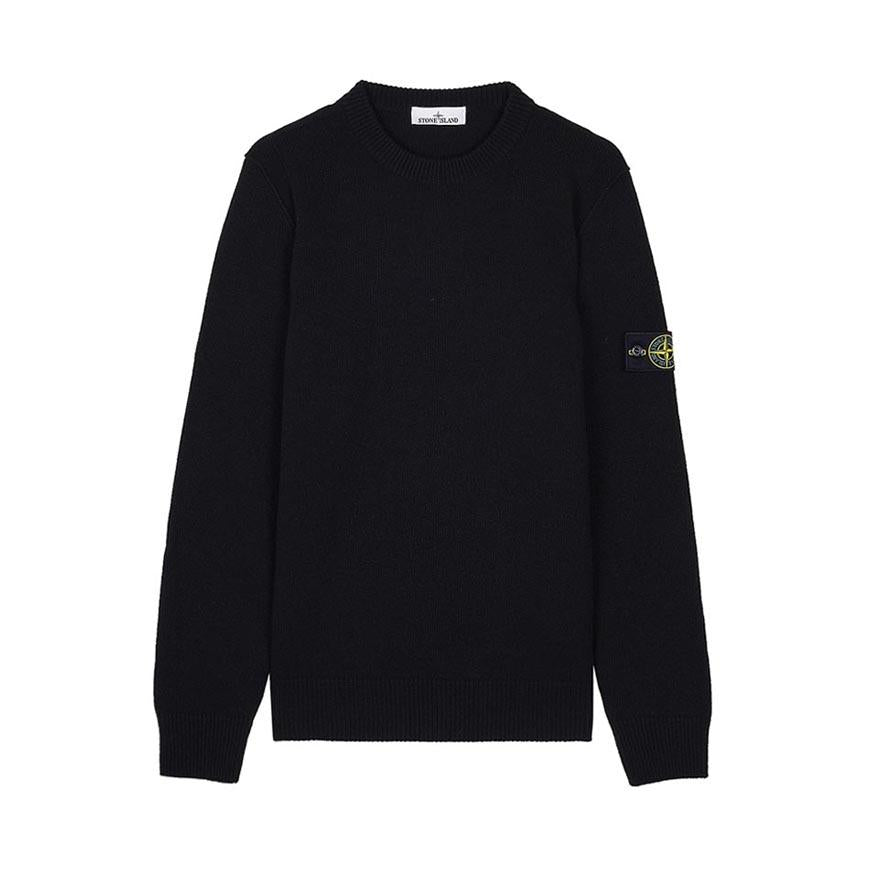 STONE ISLAND Men’s Regular Fit Rib Knit Crewneck Sweater Black