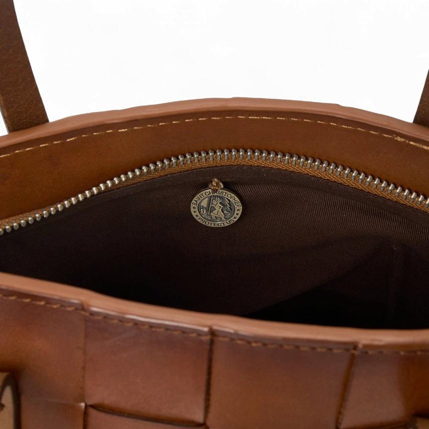 Dragon Diffusion Tan Leather Mini Tote Bag for Women