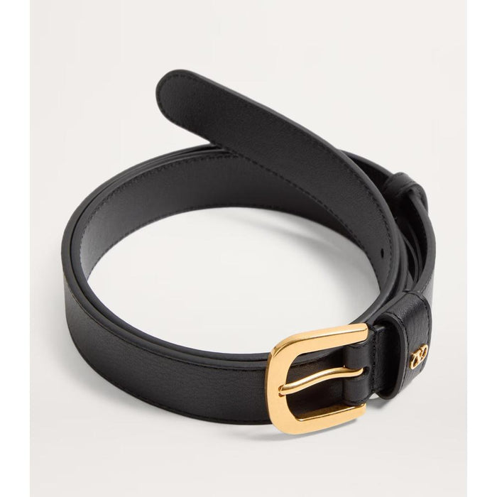 VALENTINO Mini Logo Leather Belt Black Men's