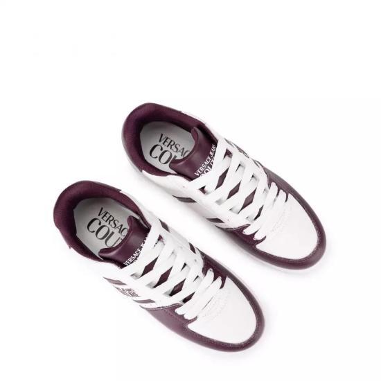 Versace White Burgundy Leather Sneakers