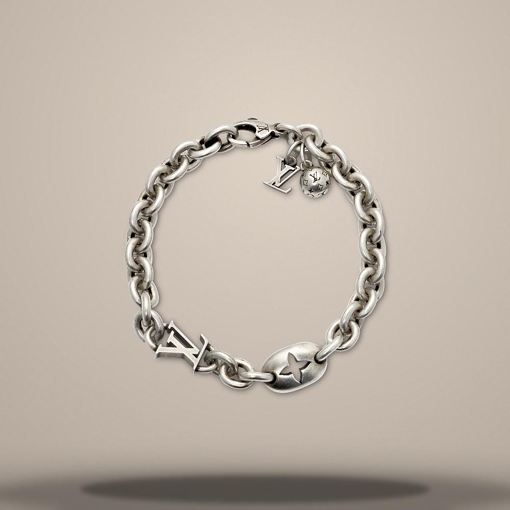 Louis Vuitton Monogram Flower Bracelet Gold-Tone 18cm
