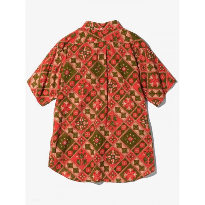 Engineered Garments Pink Olive Ethno Print Cotton Popover BD Shirt Men’s Long Sl