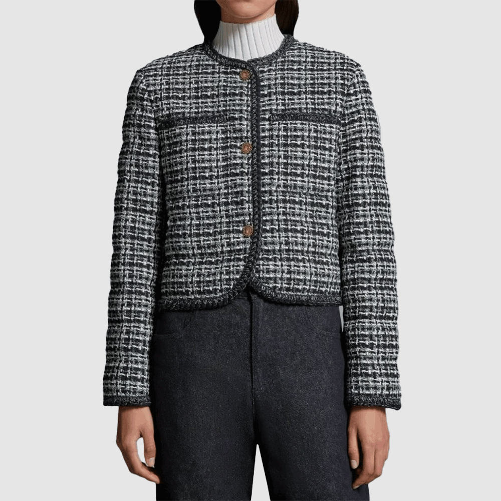 Moncler Women's Short Tweed Down Puffer Jacket 1A00052 597II F70