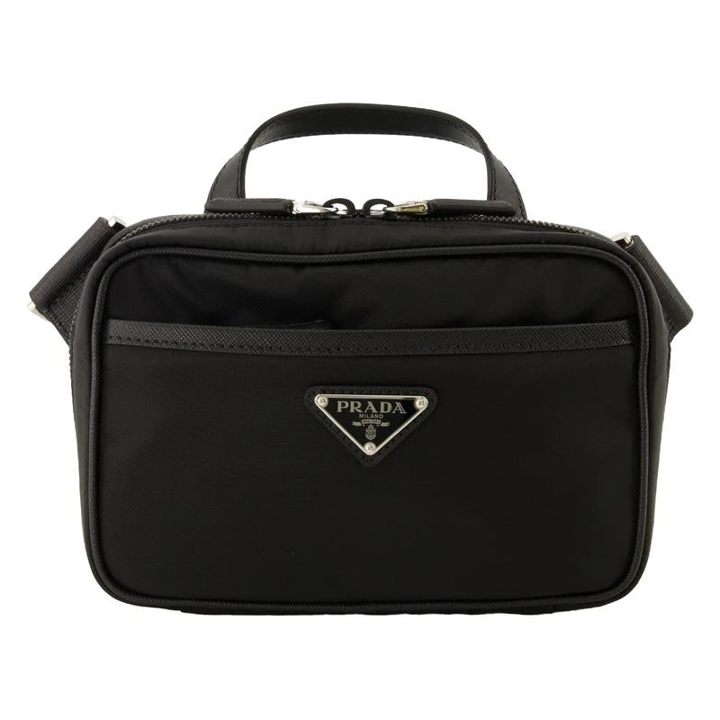 PRADA Re-Nylon Saffiano Leather Crossbody Bag Black
