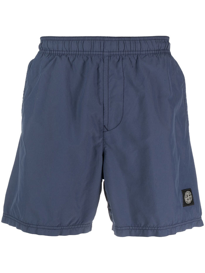 STONE ISLAND Nylon Swim Shorts with Logo Patch Navy Men’s Shorts