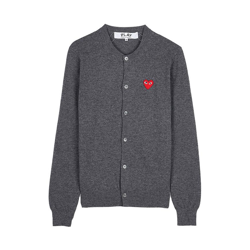 Comme des Garcons Unisex Grey Cardigan Red Heart Patch Knit