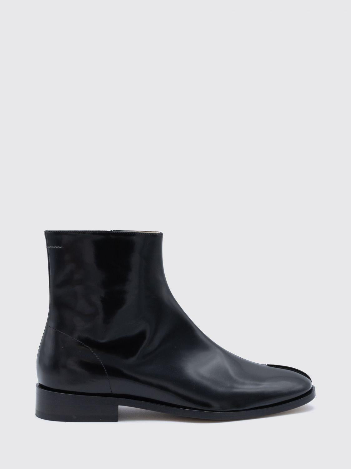 Maison Margiela Black Leather Mid Boots for Men