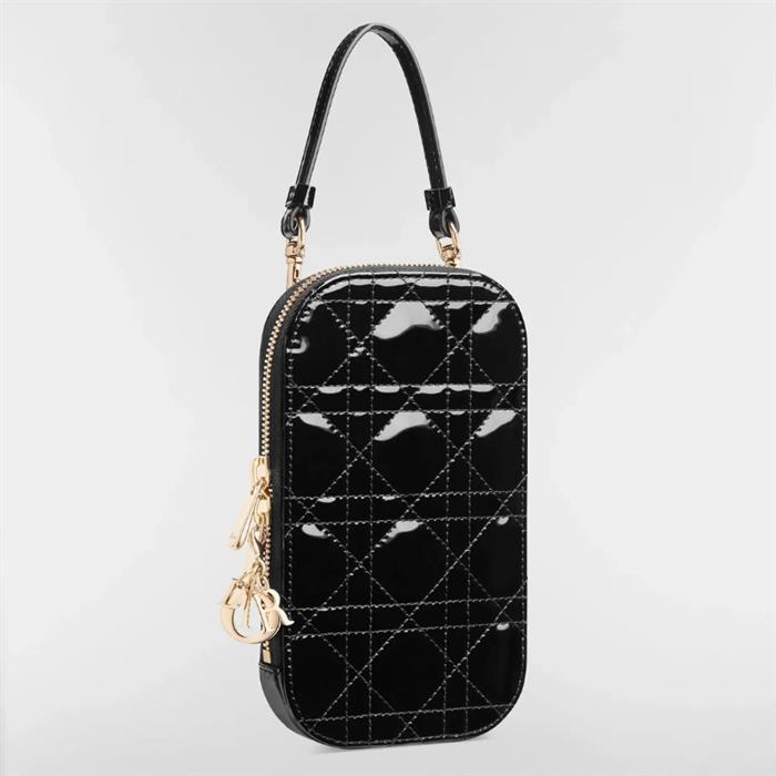 DIOR Lady Dior Call In Dior Phone Holder Black Shoulder Bag