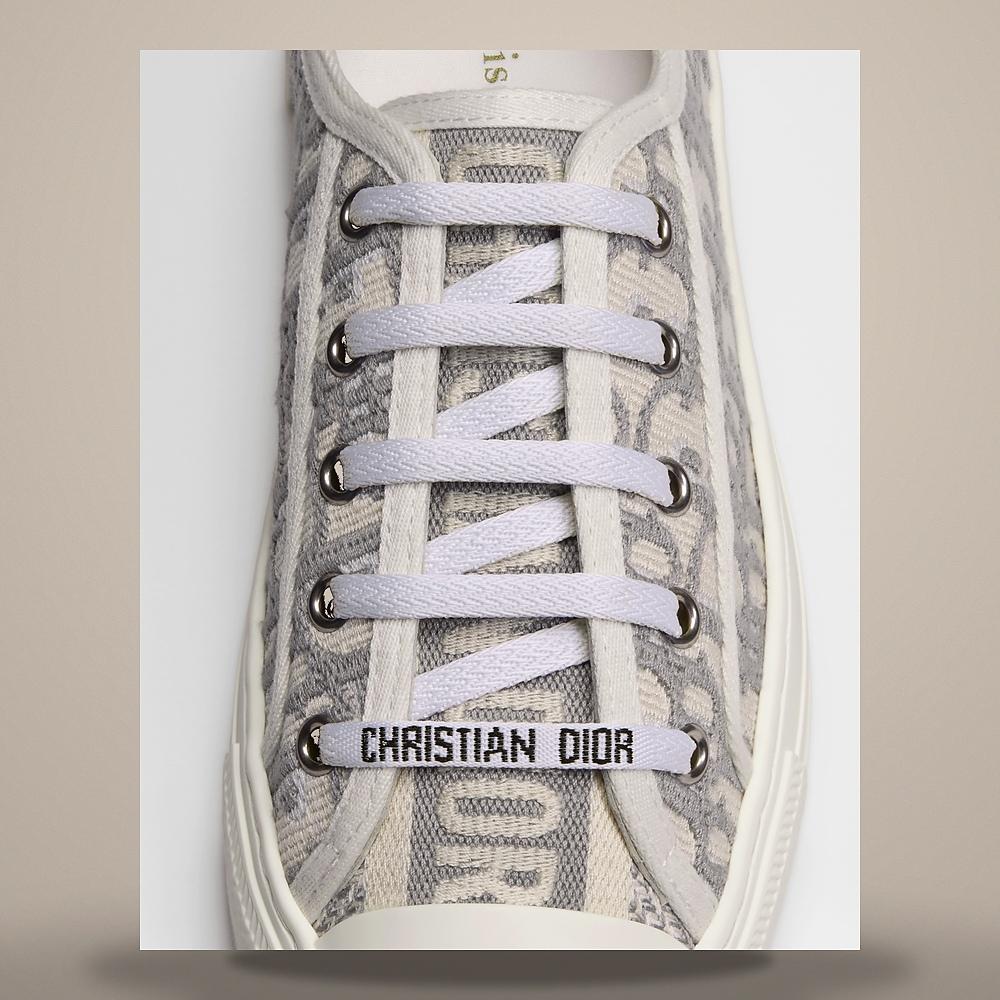 DIOR Stone Gray Cotton WalknDior Oblique Embroidered Low-Top Sneakers