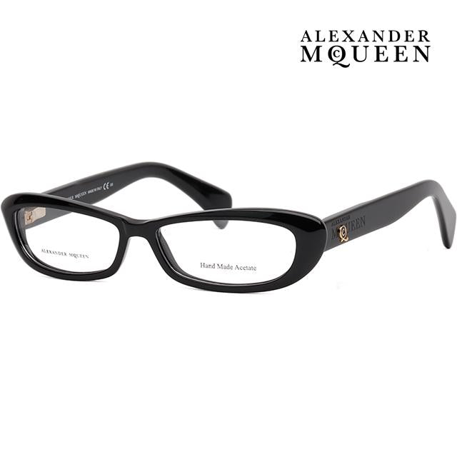 Alexander Mcqueen Retro Black Acetate Rectangle Eyeglass Frames