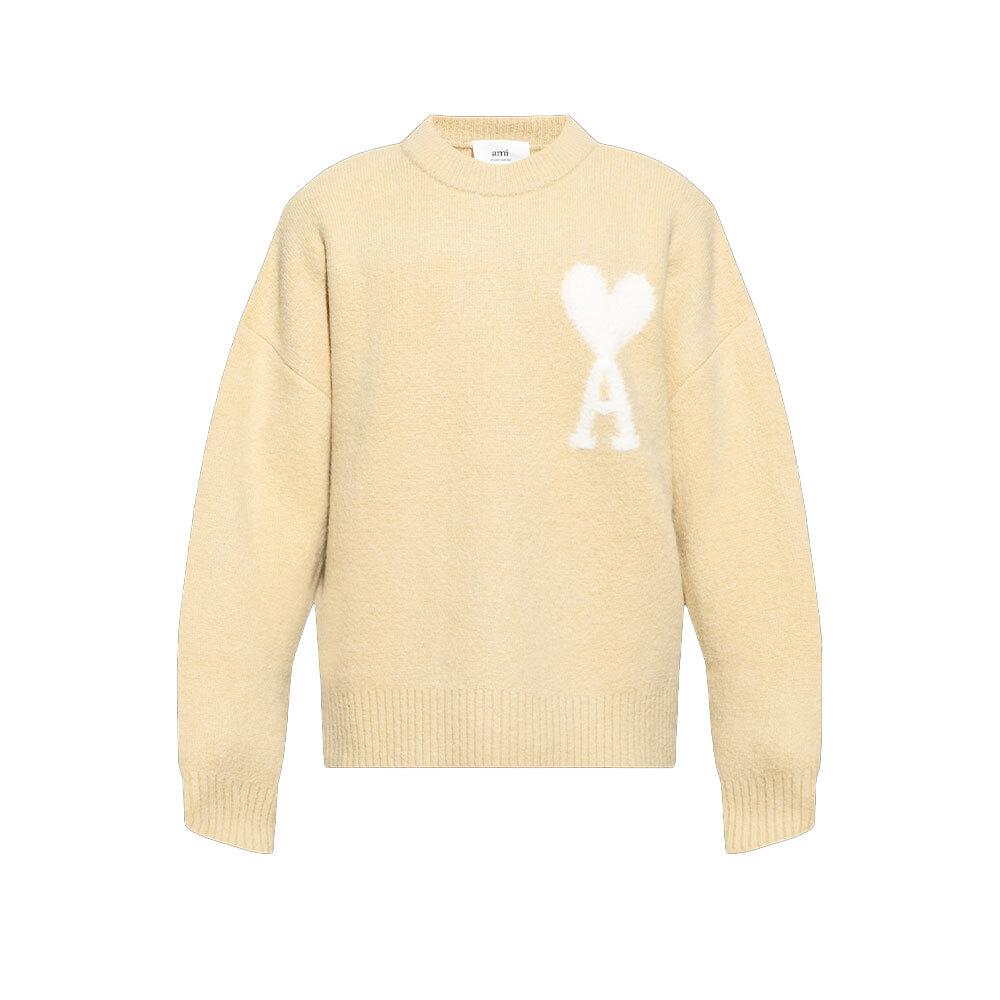 AMI Oversized Unisex Round Neck Knit Sweater Navy