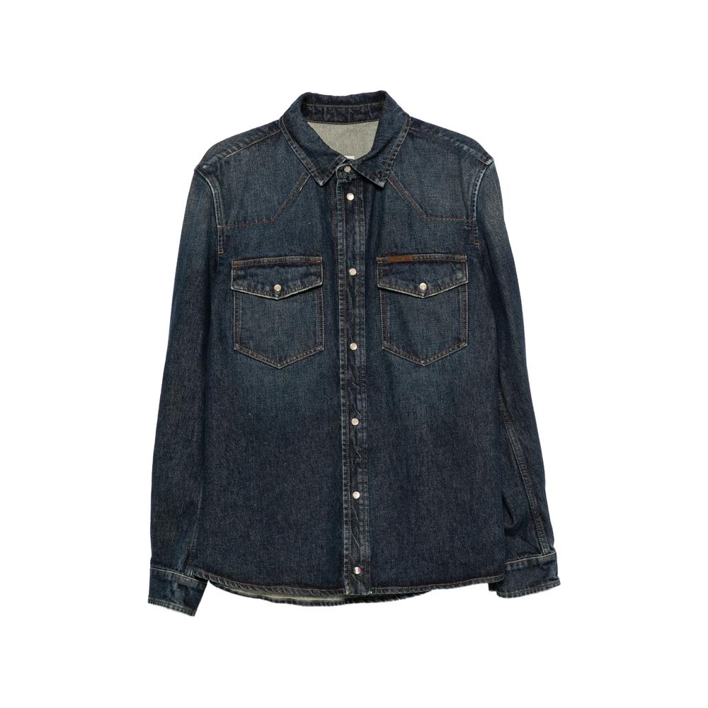 Moncler Men’s Long Sleeve Shirt Navy Cotton Button-Down