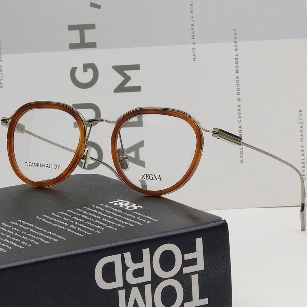 Zegna Titanium Havana Unisex Eyeglass Frames EZ5292 D 053