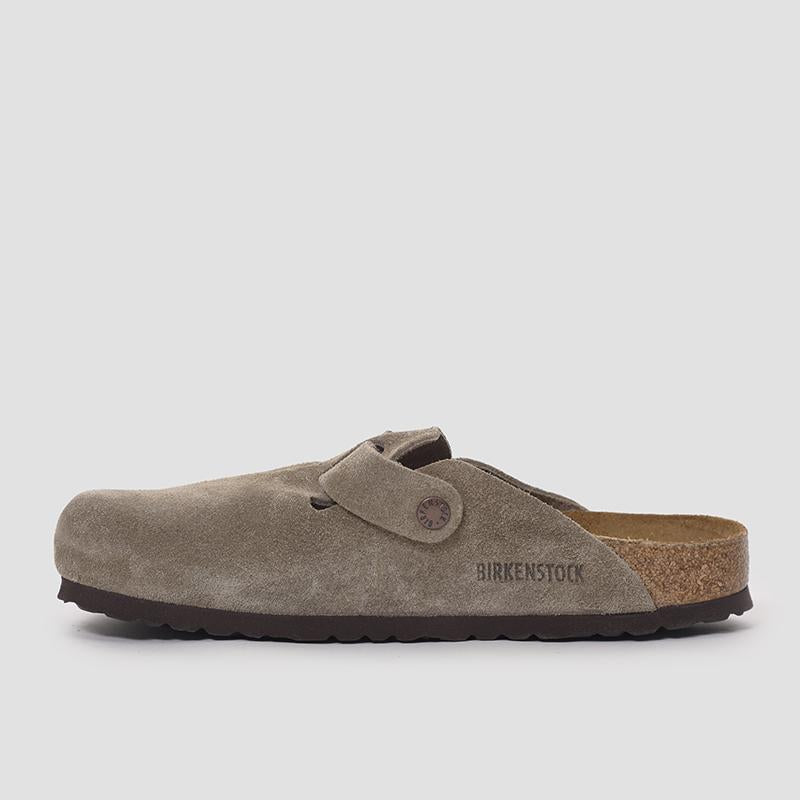 Birkenstock Boston Soft Footbed Suede Mule Taupe Unisex Sandals 560773