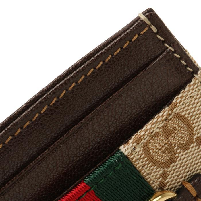 GUCCI Horsebit Web Stripe Leather Card Case Wallet