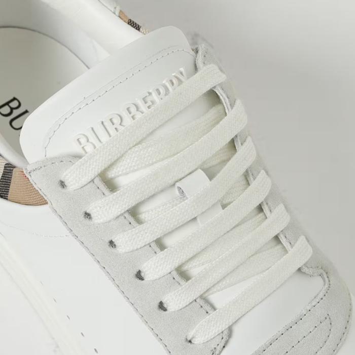 BURBERRY Leather Suede Check Low-Top Sneakers