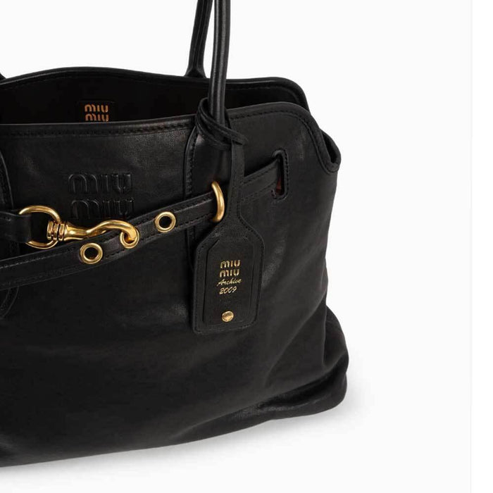 Miu Miu Avantgarde Nappa Leather Tote Bag Black