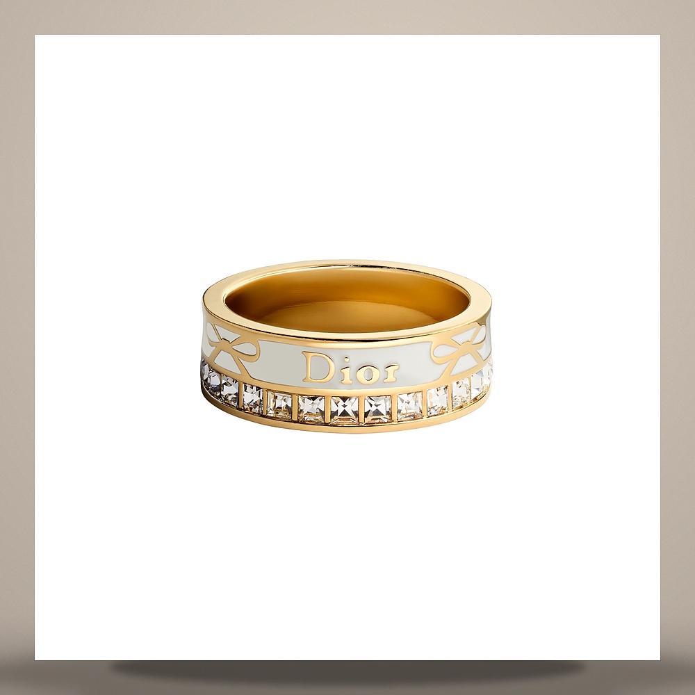 DIOR Night Code Gold-Finish Metal Crystal Latte Lacquer Ring R3108WOMLQ D14W