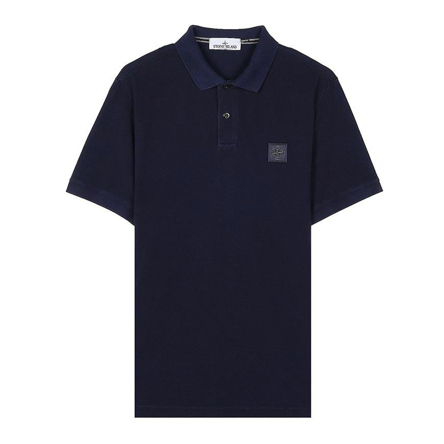 STONE ISLAND Logo Patch Cotton Polo Shirt Black Men