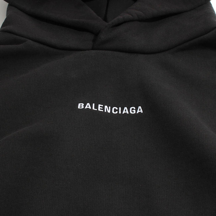 BALENCIAGA Back Logo Hoodie Medium Fit Black